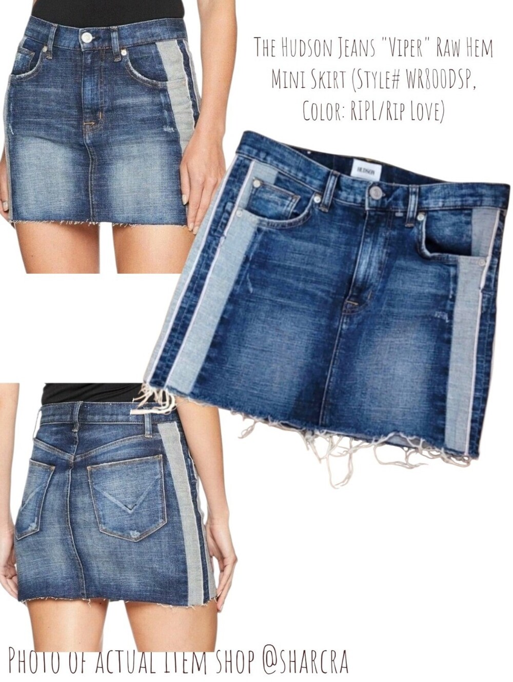 Hudson Jeans Women's Viper Raw Hem Mini Skirt WR800DSP Rip Love Blue Jean 28